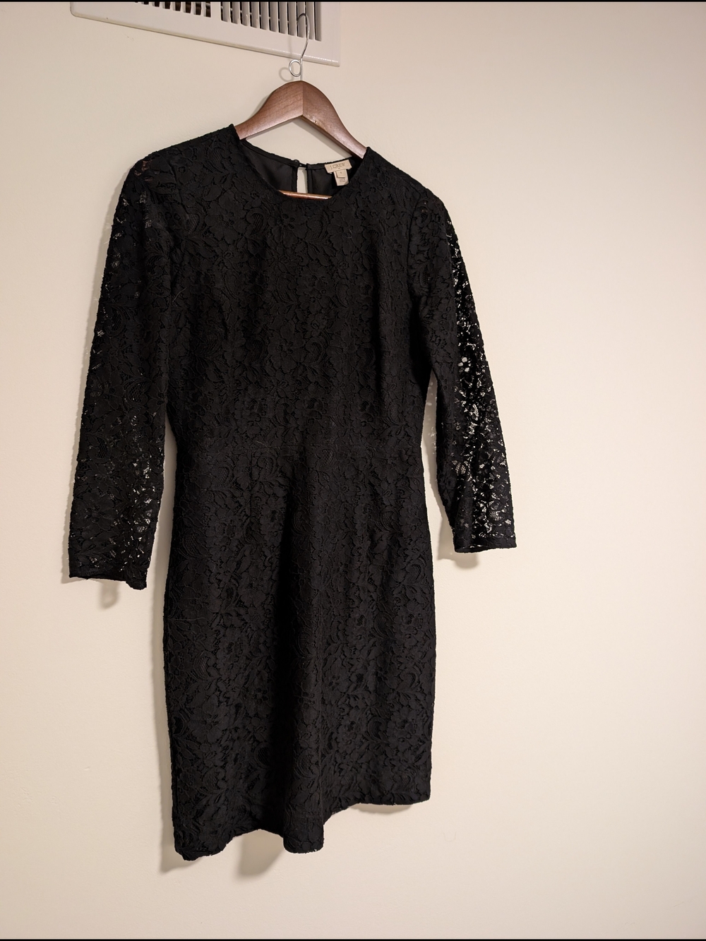 J. Crew Factory Black Lace Long Sleeve Mini Dress